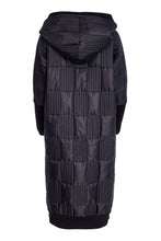 Padded Hooded Coat with Ribbed Details - Black