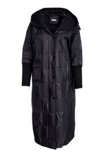 Padded Hooded Coat with Ribbed Details - Black