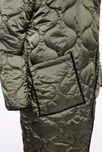 Quilted Longline Coat in Khaki