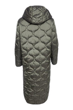 Quilted Longline Coat in Khaki