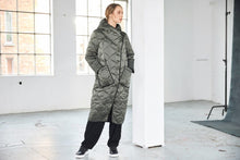 Quilted Longline Coat in Khaki