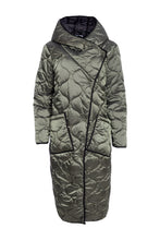 Quilted Longline Coat in Khaki
