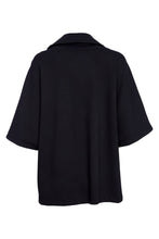 Double Breasted Backet with Knit Panels - Black