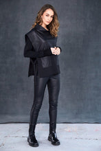Leatherette Top with Tie Detail at Sides - Black
