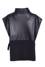Leatherette Top with Tie Detail at Sides - Black