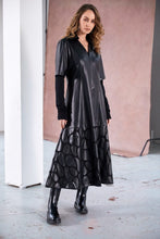 Leatherette Dress with Zip & Lace Hem - Black