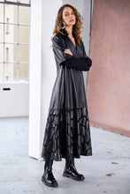 Leatherette Dress with Zip & Lace Hem - Black