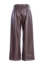 Wide Leg Faux Leather Trousers - Cocoa