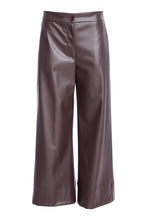 Wide Leg Faux Leather Trousers - Cocoa