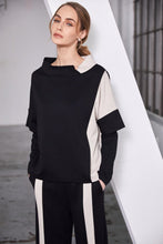 Wide Leg Contrast Panel Trousers - Black