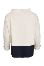 Two-Tone Funnel Neck Print Top - Black & Sand