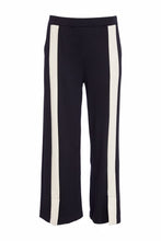 Wide Leg Contrast Panel Trousers - Black