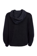 Print Top with Contrast Hood - Black