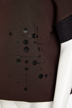 Placement Print Top with Contrast Collar - Black & Cocoa