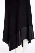 Angled Hem Skirt with Leatherette Panel - Black