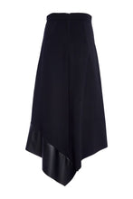 Angled Hem Skirt with Leatherette Panel - Black
