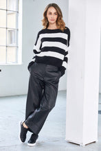 Wide Leg Faux Leather Trousers - Black