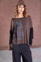 Brown Graphic Long Sleeve Top