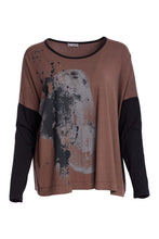 Brown Graphic Long Sleeve Top