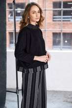 Black Cowl Neck Top with Contrast Hem