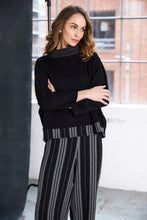 Black Cowl Neck Top with Contrast Hem