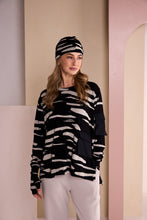 Black & Beige Abstract Print Long-Sleeve Top