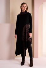 Black & Chocolate Asymmetric Print Midi Dress