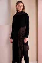 Black & Chocolate Asymmetric Print Midi Dress