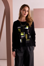Black Abstract Graphic Print Long-Sleeve Top