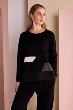 Black Colour Block Long-Sleeve Top