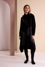 Black Asymmetric Leatherette Dress with Neckpiece