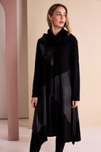 Black Asymmetric Leatherette Dress with Neckpiece