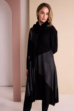 Black Asymmetric Leatherette Dress with Neckpiece