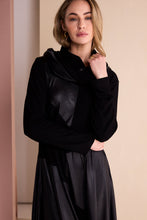 Black Asymmetric Leatherette Dress with Neckpiece