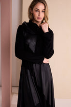 Black Asymmetric Leatherette Dress with Neckpiece