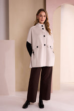 Ivory High-Neck Button Cape Jacket