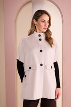 Ivory High-Neck Button Cape Jacket