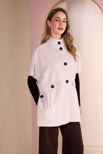 Ivory High-Neck Button Cape Jacket