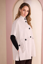 Ivory High-Neck Button Cape Jacket