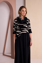 Black & Beige Abstract Print Maxi Dress