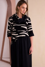 Black & Beige Abstract Print Maxi Dress