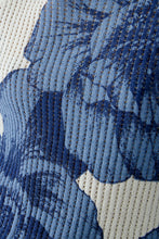 Floral Ribbed Knit Sweater in Blue & White