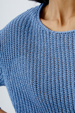 Open-Knit Lightweight Pullover in Blue