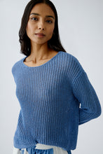 Open-Knit Lightweight Pullover in Blue