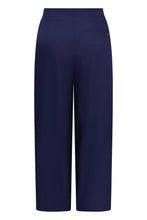 Navy Wide Leg Pleated Trousers