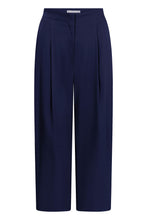 Navy Wide Leg Pleated Trousers