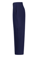 Navy Wide Leg Pleated Trousers