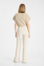 Cream Wide Leg Flared Trousers