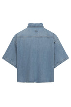 Cropped Short Sleeve Denim Shirt