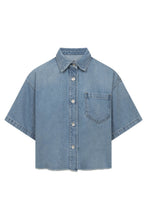 Cropped Short Sleeve Denim Shirt